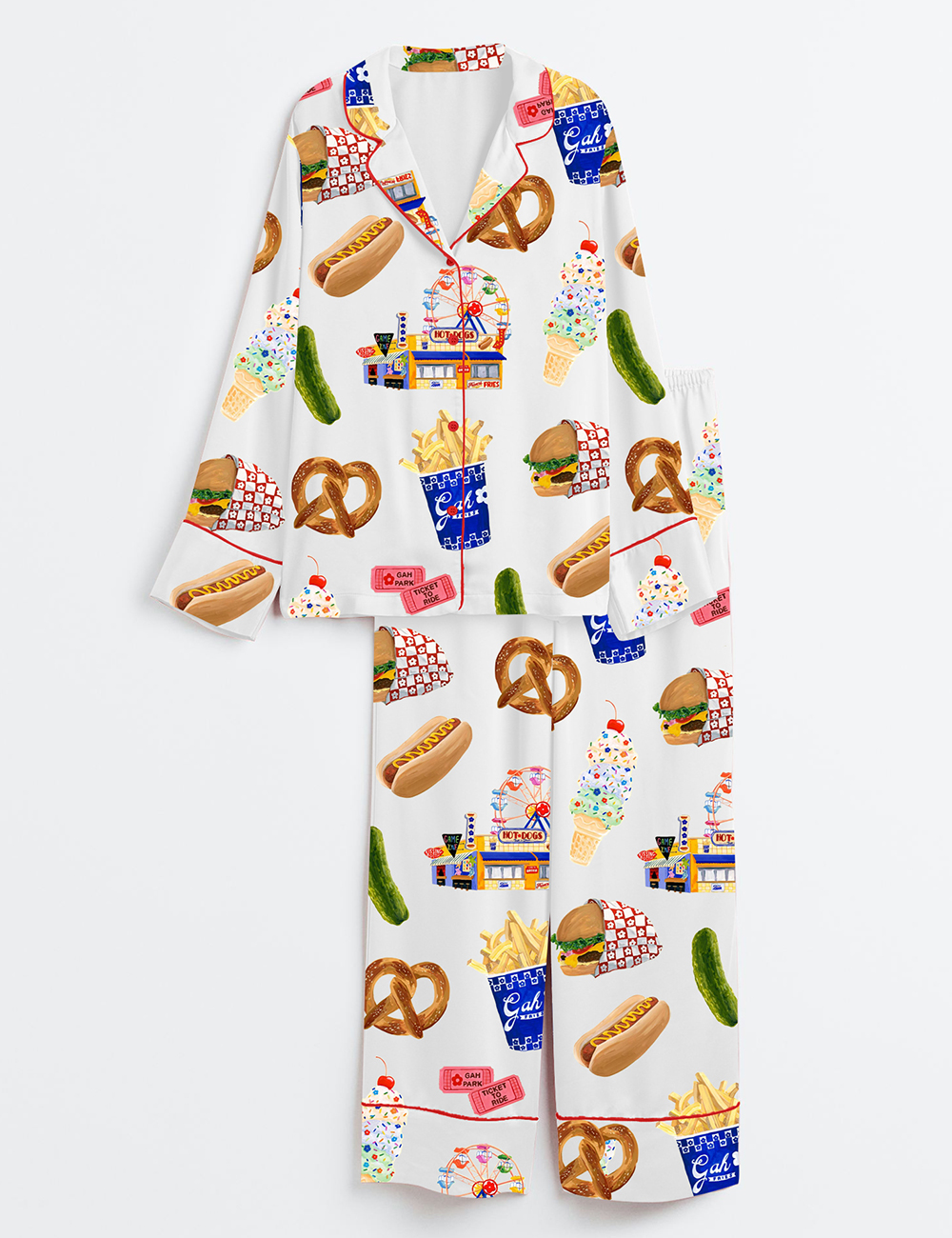 Women's Summer Vibes Boardwalk Collection Long Sleeve Satin Pajama Set