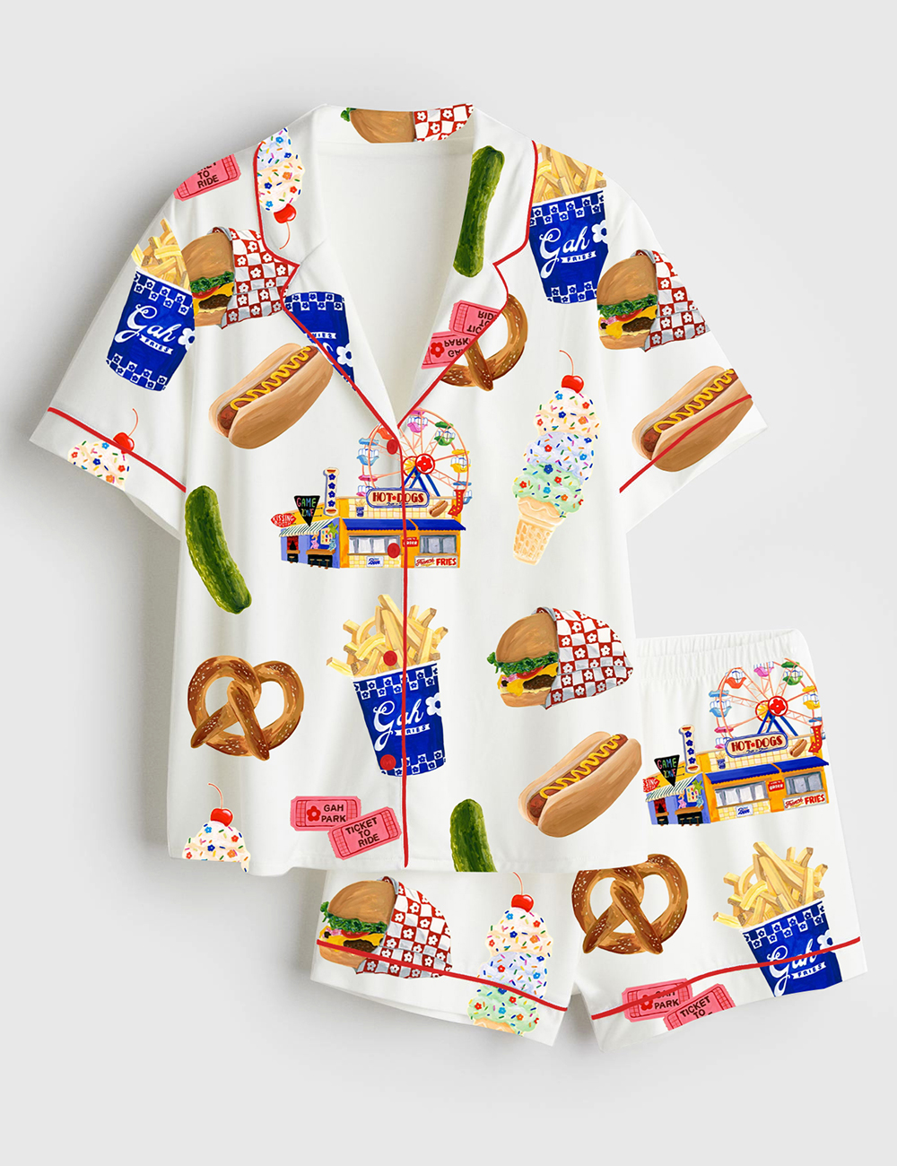 Women’s Summer Vibes Boardwalk Collection Short Sleeve Satin Pajama Set