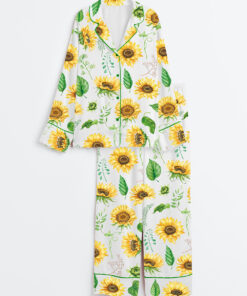Women's Sunflower Bouquets Long Sleeve Satin Pajama Set