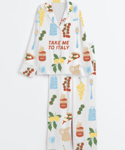Women's Take Me To Italy Travel Long Sleeve Satin Pajama Set