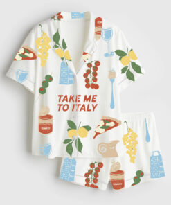 Women's Take Me To Italy Travel Short Sleeve Satin Pajama Set