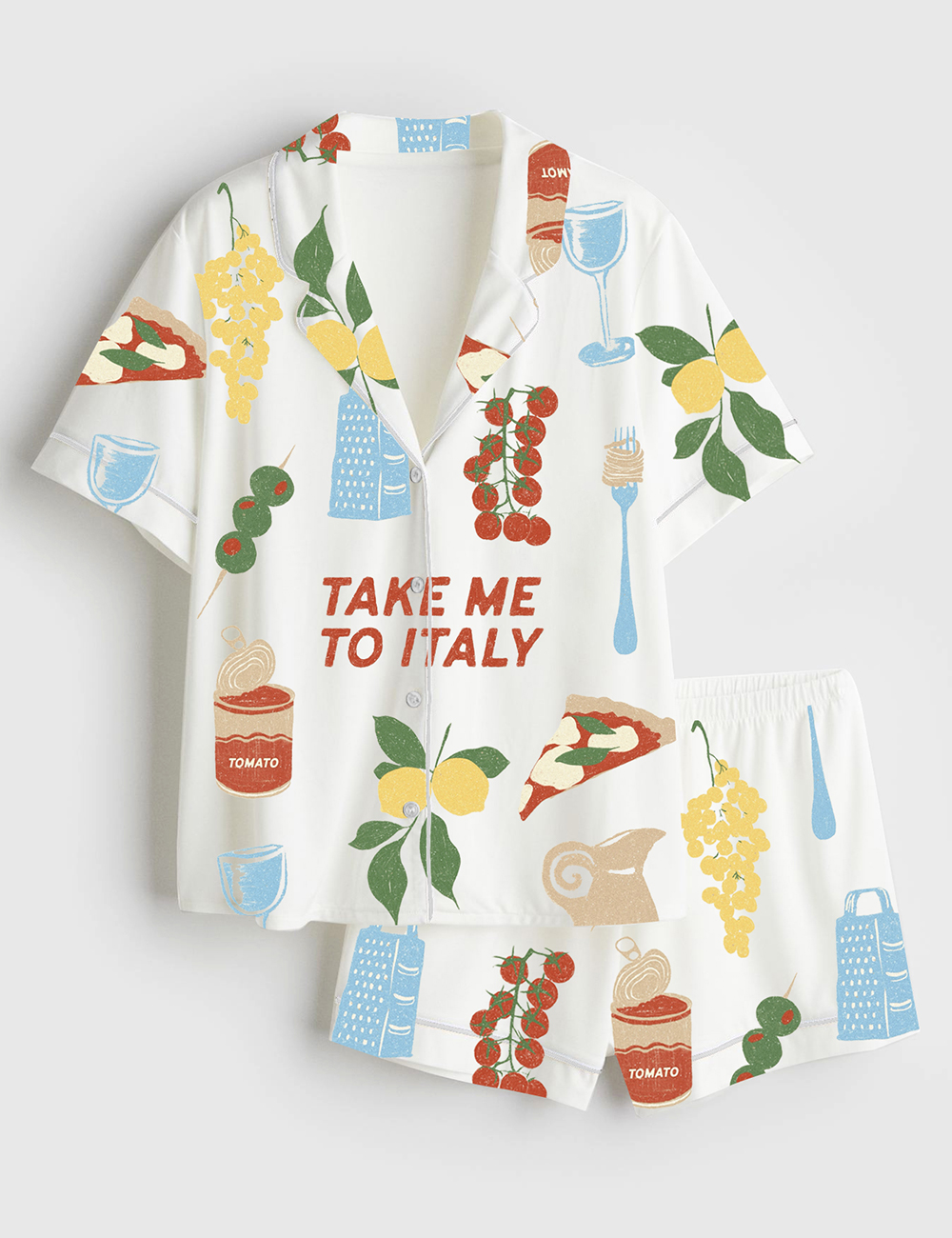 Womenâ€™s Take Me To Italy Travel Short Sleeve Satin Pajama Set