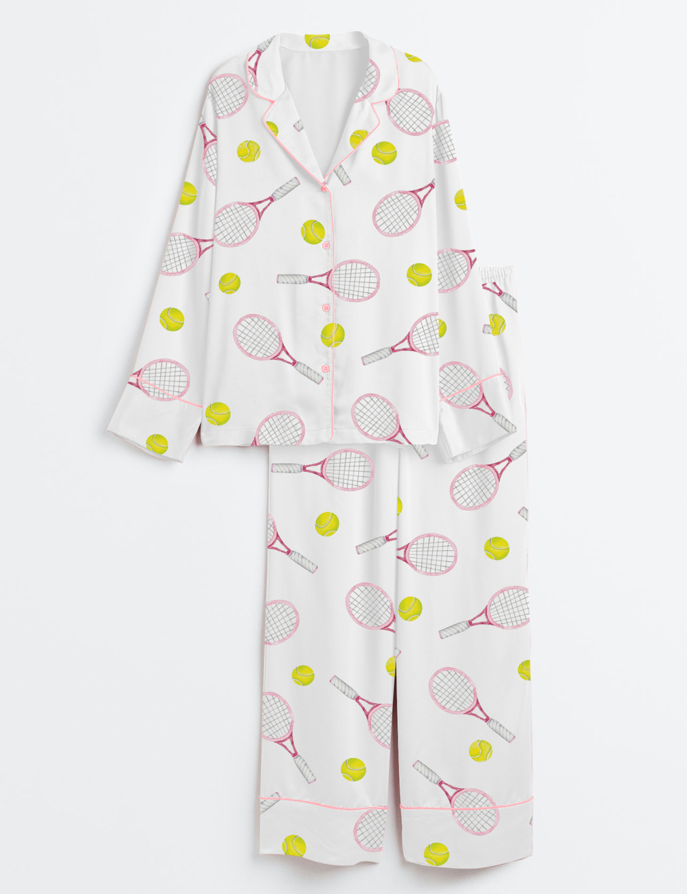 Womenâ€™s Tennis Lover Long Sleeve Satin Pajama Set