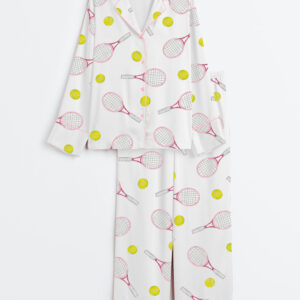 Women's Tennis Lover Long Sleeve Satin Pajamas Set