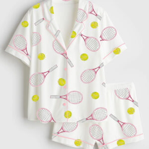 Womenâ€™s Tennis Lover Short Sleeve Satin Pajama Set