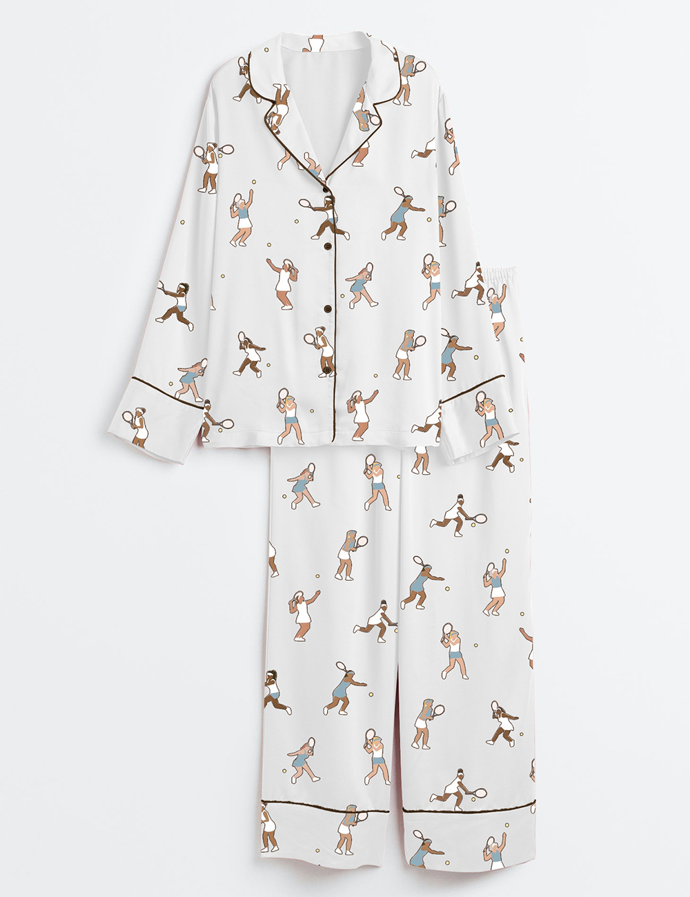 Womenâ€™s Tennis Players For Some Tennis-themed Gifts Long Sleeve Satin Pajama Set