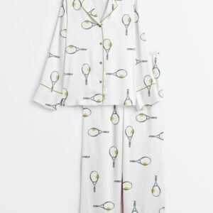 Womenâ€™s Tennis Rackets Long Sleeve Satin Pajama Set