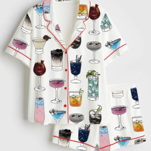 Women's The Eras Cocktails Short Sleeve Satin Pajama Set