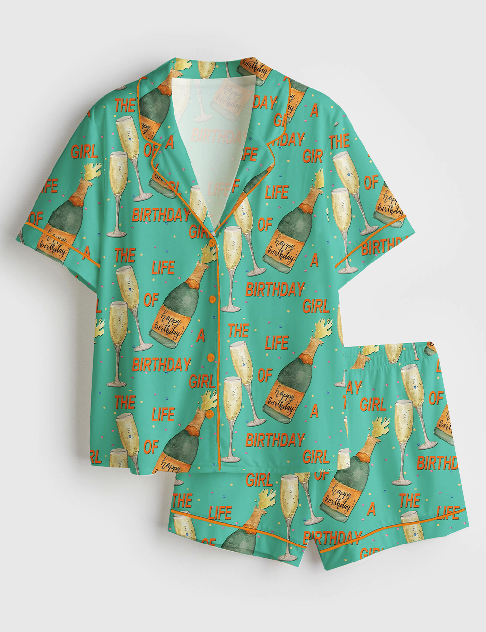 Womenâ€™s The Life Of A Birthday Girl Life Of A Showgirl Short Sleeve Satin Pajama Set