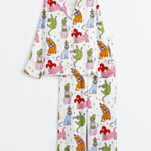 Women's The Life Of A Showgirl Showcats Long Sleeve Satin Pajamas Set