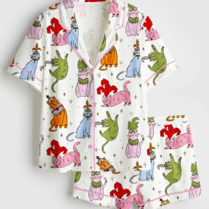 Women's The Life Of A Showgirl Showcats Short Sleeve Satin Pajama Set