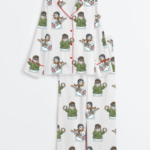 Women's The New Snowasis Christmas Funny Festive Christmas Santa Long Sleeve Satin Pajamas Set