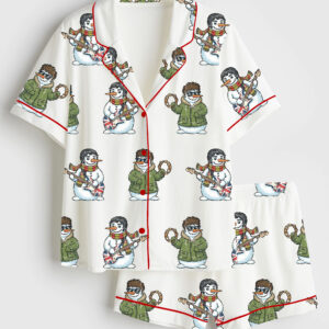 Women's The New Snowasis Christmas Funny Festive Christmas Santa Short Sleeve Satin Pajama Set