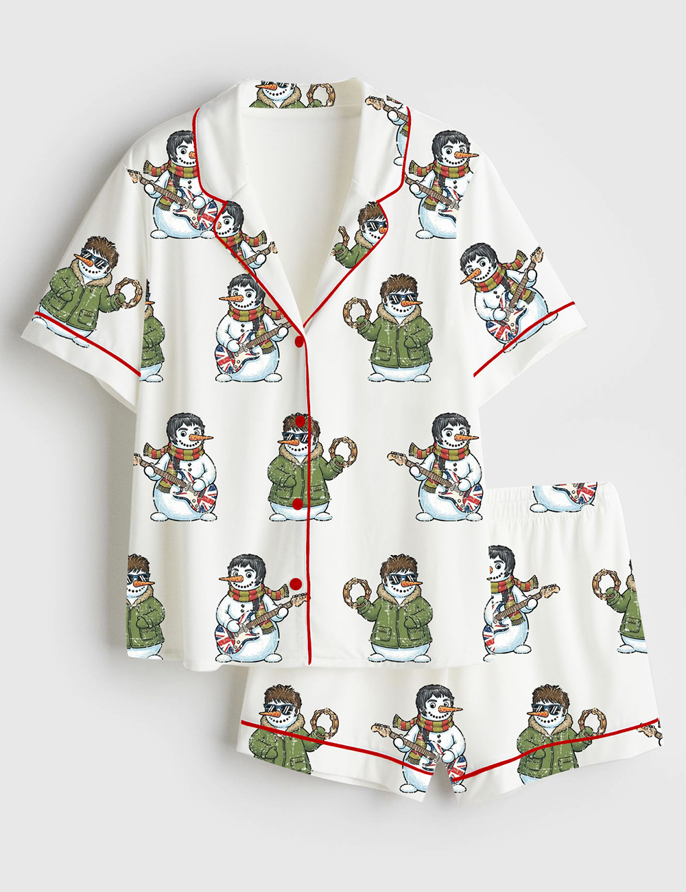 Womenâ€™s The New Snowasis Christmas Funny Festive Christmas Santa Short Sleeve Satin Pajama Set