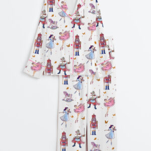 Womenâ€™s The Nutcracker Ballet Christmas Sugar Plum Fairy Long Sleeve Satin Pajama Set