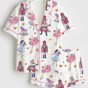 Women's The Nutcracker Ballet Christmas Sugar Plum Fairy Short Sleeve Satin Pajama Set