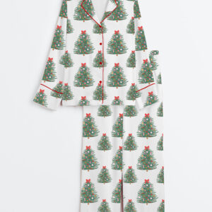Womenâ€™s The Nutcracker Christmas Tree Long Sleeve Satin Pajama Set