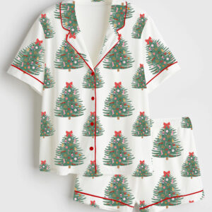 Womenâ€™s The Nutcracker Christmas Tree Short Sleeve Satin Pajama Set