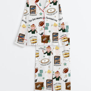 Women's The One Where It's Thanksgiving Friends Turkey Long Sleeve Satin Pajamas Set