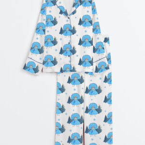 Women's There Were Never Such Devoted Sisters White Christmas Long Sleeve Satin Pajama Set