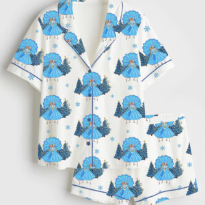 Womenâ€™s There Were Never Such Devoted Sisters White Christmas Short Sleeve Satin Pajama Set