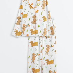 Women's Tinis And Weenies Bachelorette Party Martinis Hot Dogs Long Sleeve Satin Pajama Set