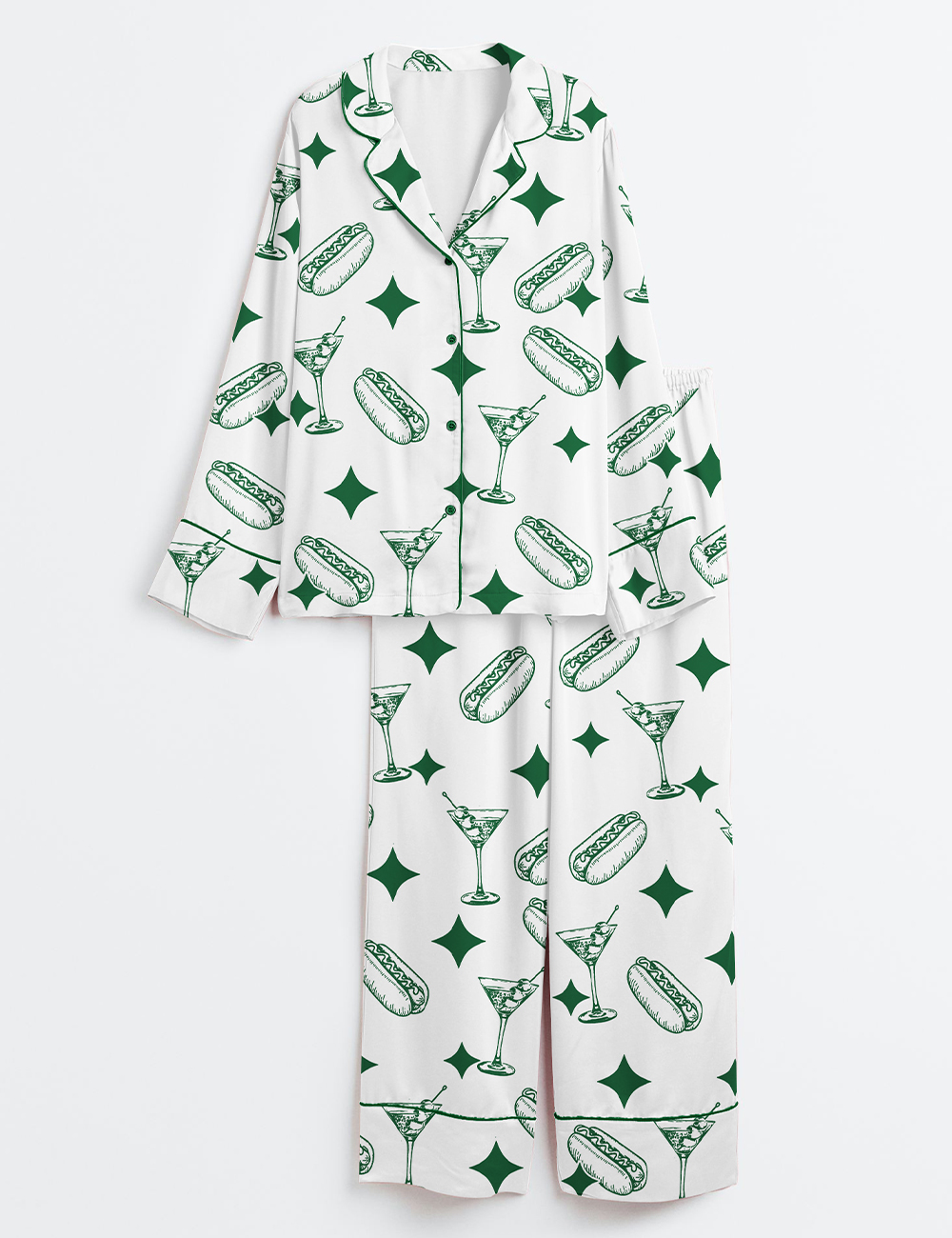 Womenâ€™s Tinis And Weenies Dirty Martini Party Long Sleeve Satin Pajama Set