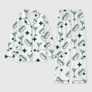 Women's Tinis And Weenies Dirty Martini Party Print Long Sleeve Pocket Cotton Pajama Set