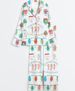 Women's Tis The Season To Be Jolly Christmas Festive Holiday Jolly Season Long Sleeve Satin Pajama Set