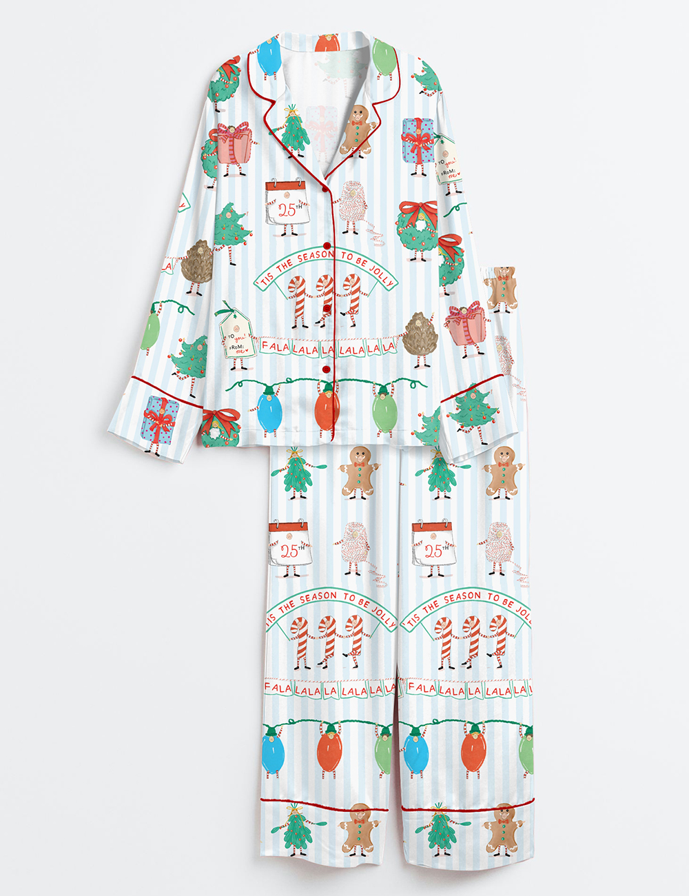 Womenâ€™s Tis The Season To Be Jolly Christmas Festive Holiday Jolly Season Long Sleeve Satin Pajama Set