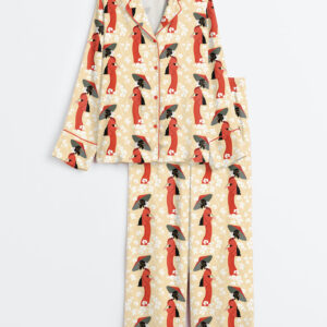 Women's Tokyo Sights Japanese Kimonos And Traditional Umbrellas Long Sleeve Satin Pajama Set