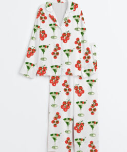 Women's Tomato Girl Summer Tomato Cocktail Long Sleeve Satin Pajama Set