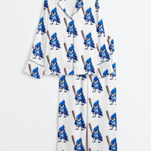 Womenâ€™s Toronto Baseball The Birds Are Back Long Sleeve Satin Pajama Set