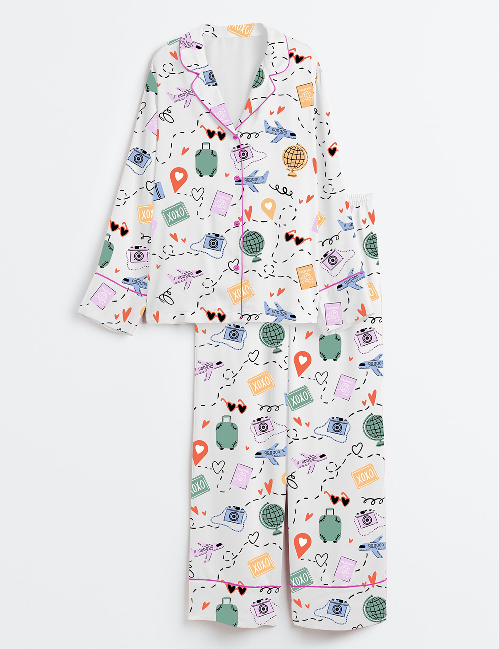 Women's Travel Anywhere Long Sleeve Satin Pajamas Set