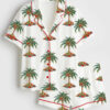 Womenâ€™s Tropical Palm Christmas Tree Coastal Holiday Short Sleeve Satin Pajama Set