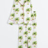 Womenâ€™s Tropical Palm Christmas Tree Hawaii Holiday Long Sleeve Satin Pajama Set
