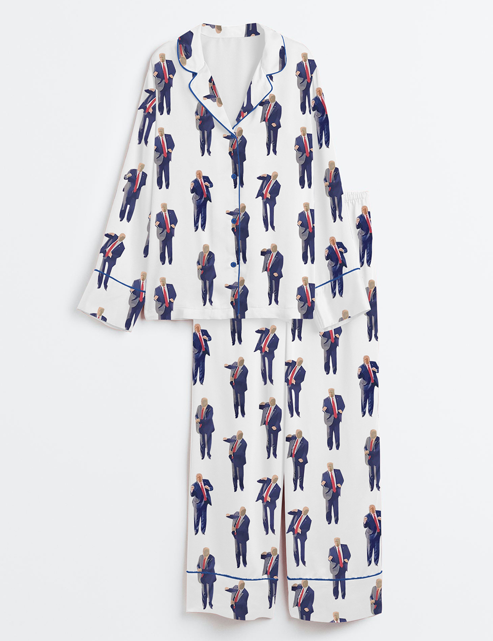 Women's Trump Dancing MAGA 45 47 Long Sleeve Satin Pajama Set