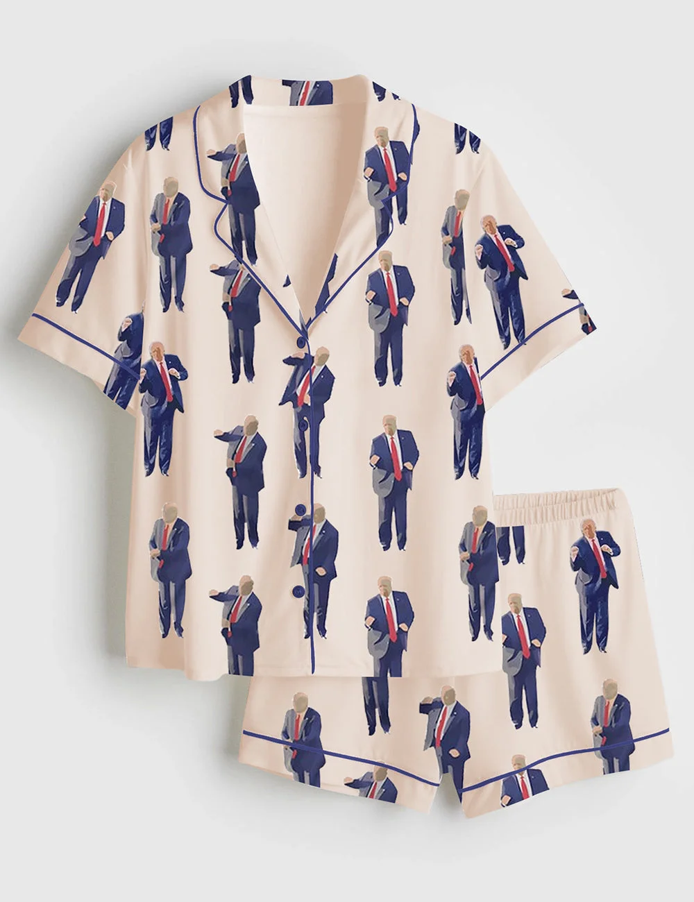 Women's Trump Dancing MAGA 45 47 Short Sleeve Satin Pajamas Set - Image 3