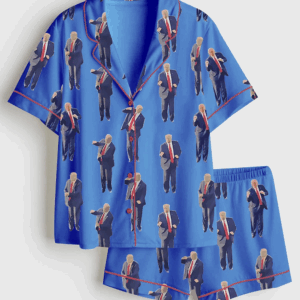 Alternative view of Women's Trump Dancing MAGA 45 47 Short Sleeve Satin Pajamas Set