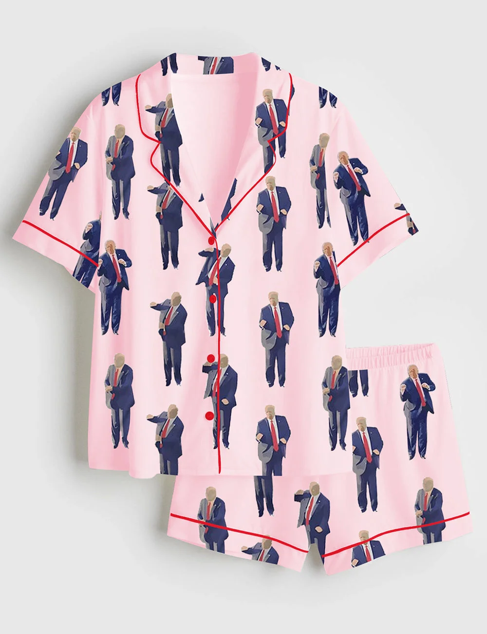 Women's Trump Dancing MAGA 45 47 Short Sleeve Satin Pajamas Set - Image 4