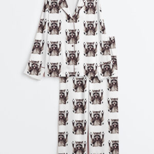Women's Unhinged and Feral Racoon Long Sleeve Satin Pajama Set