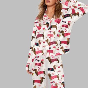 Women's Valentine Dachshund Dog Pajama Set