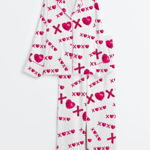 Women's Valentine's Vibes Long Sleeve Satin Pajamas Set