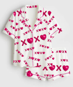Women's Valentine's Vibes Short Sleeve Satin Pajama Set