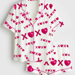 Women's Valentine's Vibes Short Sleeve Satin Pajama Set