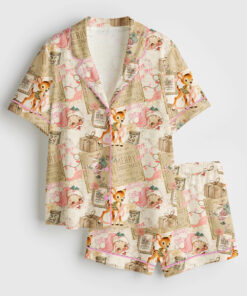 Women's Vintage Christmas Collage Short Sleeve Satin Pajama Set