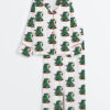 Women's Vintage Christmas Tree And Cat Cute Cat Lover Long Sleeve Satin Pajamas Set