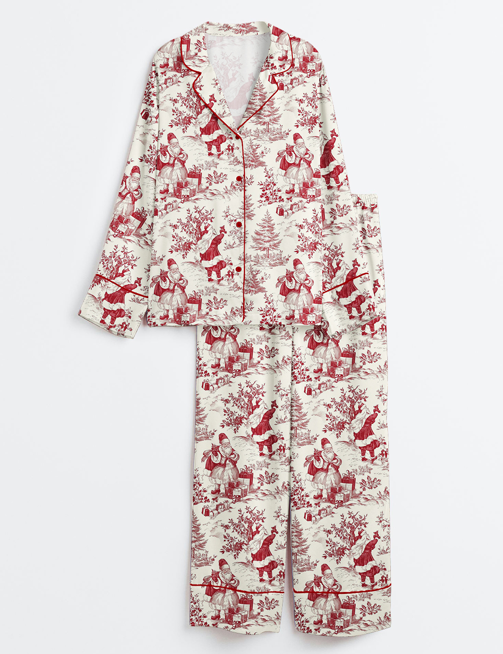 Womenâ€™s Vintage Christmas Winter Holiday Snowman Gift Snowman Lovers Long Sleeve Satin Pajama Set