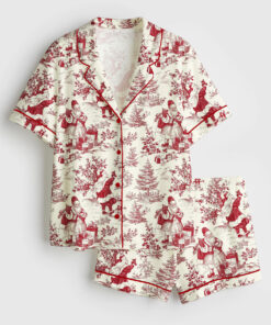 Women's Vintage Christmas Winter Holiday Snowman Gift Snowman Lovers Short Sleeve Satin Pajama Set