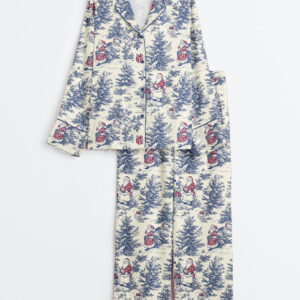 Womenâ€™s Vintage Christmas Winter Holiday Snowman Lovers Long Sleeve Satin Pajama Set